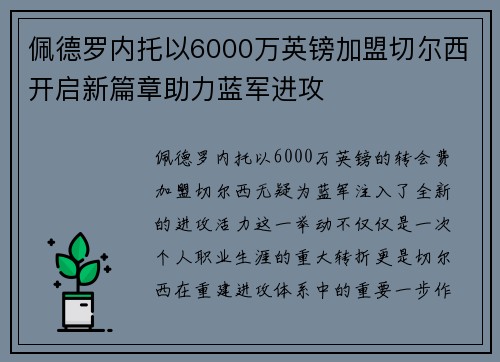 佩德罗内托以6000万英镑加盟切尔西开启新篇章助力蓝军进攻 佩德罗内托以6000万英镑加盟切尔西开启新篇章助力蓝军进攻